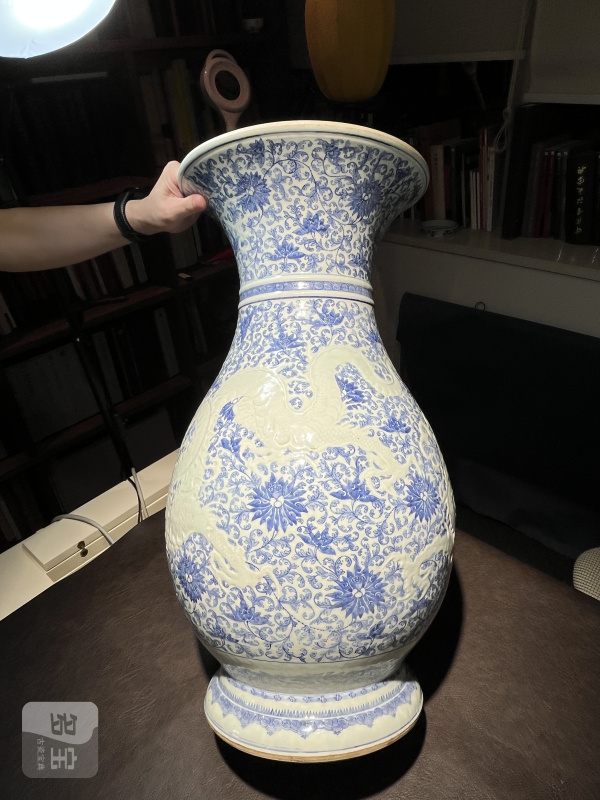 清雍正 青花锥拱穿花龙纹大尊 - 图19